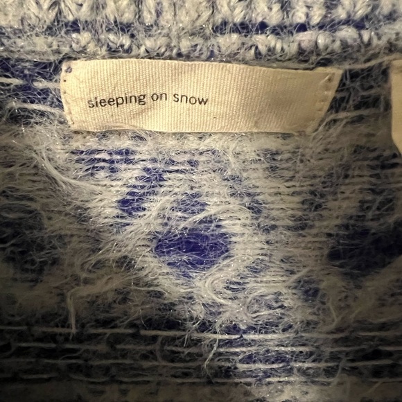 Anthropologie Sleeping On Snow Faroe Off Shoulder Sweater Blue Small - Picture 6 of 12